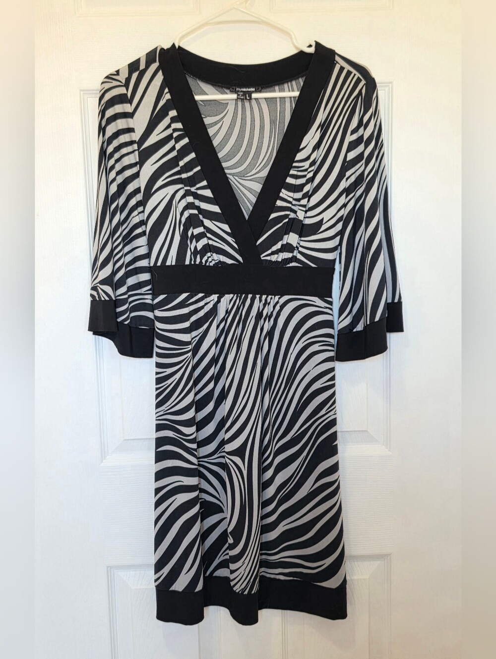 Black & White Zebra Print V-Neck dress